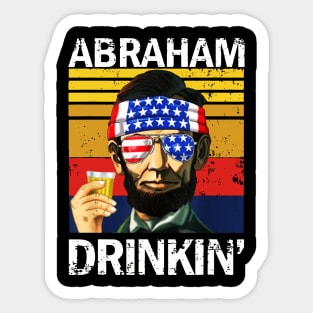 4th Of July Drinking Party Abe Lincoln Retro Sticker